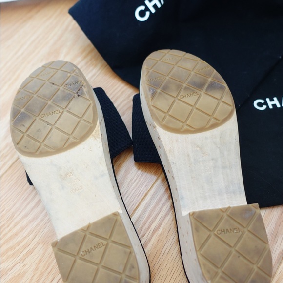 Chanel Black Wooden Platform Sandals - Picture 2 of 4
